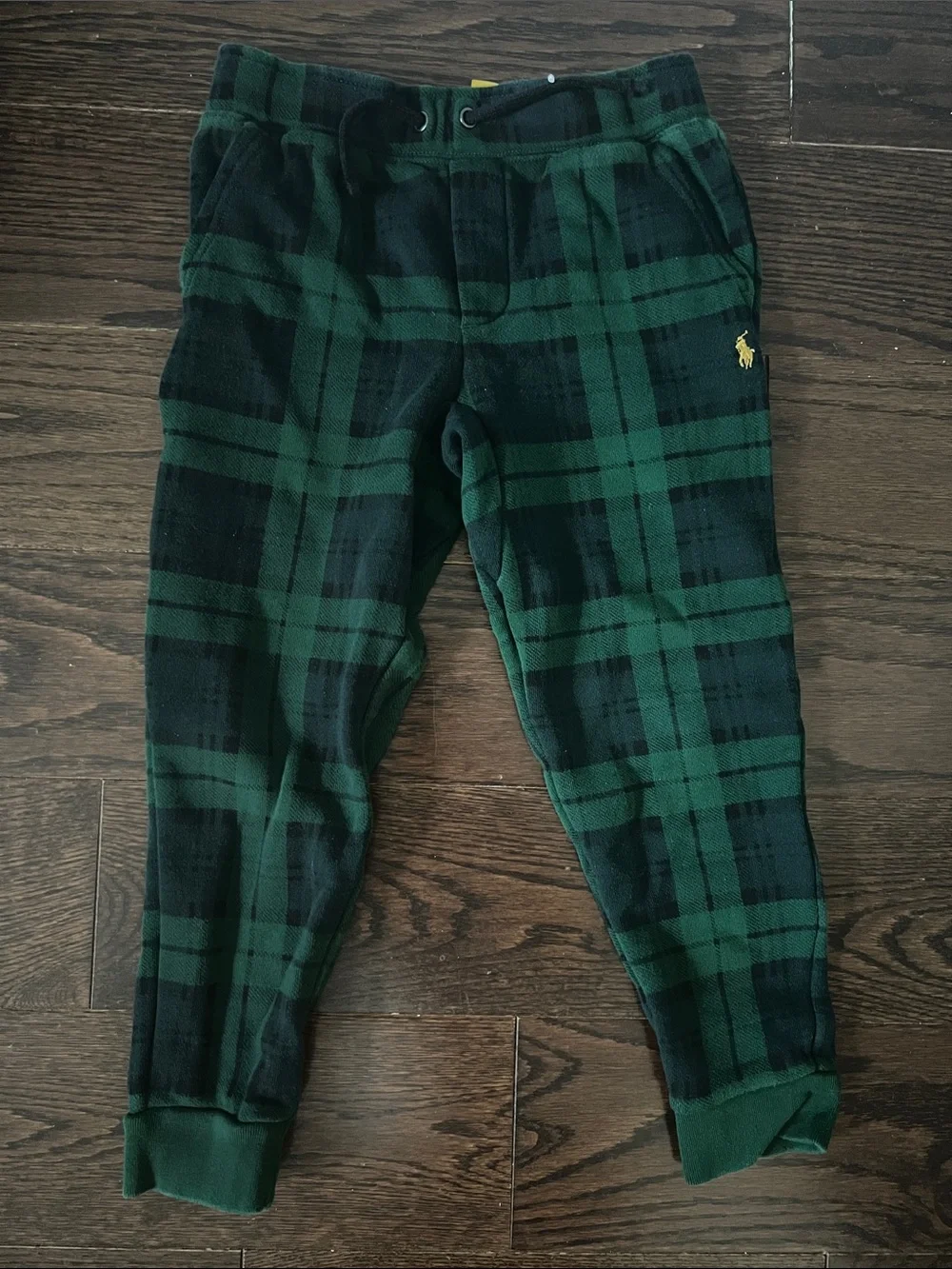 Ralph Lauren Dark Green & Black Plaid Kids Joggers